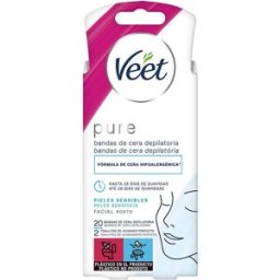 Veet Bandas De Cera Pure facial piel sensible 20 u