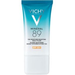 Vichy Laboratoires Minéral 89 fluido diario hidratante 72H, con ácido hialurónico, vitamina b3 y escualeno SPF50+ 50 ml