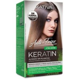 Kativa Keratin ANTI-FRIZZ alisado brasileño sin plancha extra brillo 30 días 3 u
