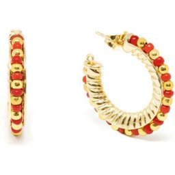 Shabama Etiopia Rojo 2CM pendientes #oro brillo