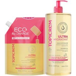 Topicrem Uh Aceite De Ducha Hidratante 1000 Ml + Recarga 1000 Ml Pack 2 pz