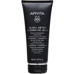 Apivita Gel Limpiador Detox Negro - Limpiador facial natural con carbón activo y propóleo 150 ml