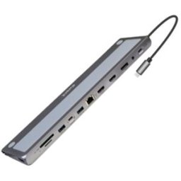 Ewent Docking Station EW1150 USB-C 12-em-1 Gris