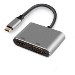 Ewent Adaptador Gigabit USB-C (Dual Display) para HDMI y VGA