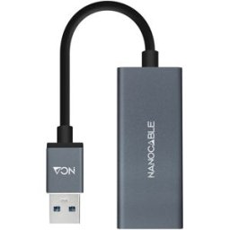 Nanocable Adaptador Gigabit USB 3.0 a Ethernet Gigabit 10/100/1000 Mbps 15 CM Gris