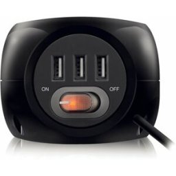 Ewent Regleta Cúbica 3 Tomas + 3 Portas USB 2.4A c/ Cable 1.5 M Negro