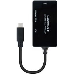 Nanocable Adaptador USB-C para HDMI / DVI / VGA 20 CM Negro