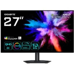 Gigabyte Monitor 27" GO27Q24G OLED QHD 240Hz 0.03ms FreeSync G-SYNC Compatible VESA Display HDR True Black 400