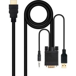 Nanocable Cable Conversor HDMI > VGA + Jack 3.5 + USB-A 1.8M Negro