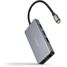 Nanocable Hub USB-C 3x USB-A / 2x HDMI / RJ45 / TF / SD / USB-C PD (100W) 15 CM Aluminio