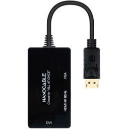 Nanocable Adaptador DisplayPort para HDMI / DVI / VGA 20 CM Negro