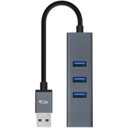 Nanocable Adaptador Gigabit USB 3.0 a Ethernet Gigabit 10/100/1000 Mbps / 3x USB 3.0 15 CM Gris