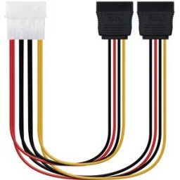 Nanocable Cable de Alimentación SATA - 5.25" (Molex 4Pinos) M - 2x SATA F 20 CM