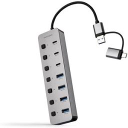 Nanocable Hub USB-C+USB-A/M para 4xUSB-A + 3xUSB-C 3.0 + USB-C 5V