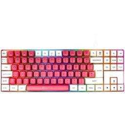 GAMIAC Teclado TKL90G, Kailh Blue, Blanco/Rosa - Mecánico (ES)