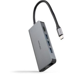Nanocable Hub USB-C 3xUSB-A+HDMI+USB-C CARGA+RJ45+TF+SD