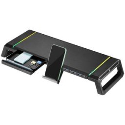 Ewent Base para Monitor Foldable RGB c/ Hub USB 3.0 Negro