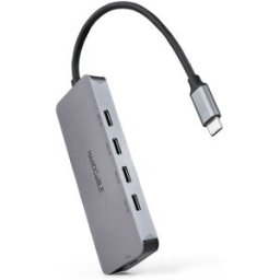 Nanocable Hub USB-C > 4xUSB-C + USB-C PD 100W 10 CM Gris