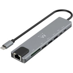 Ewent HUB USB-C EW1146 8-Port Gris