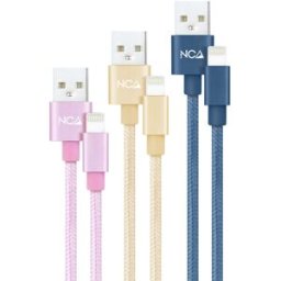 Nanocable Cabos Lightning Lightning/M para USB A/M Coiled 1M (Pack 3 - Rosa, Oro y Azul Pacífico)