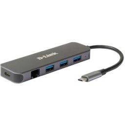 D-Link HUB USB USB-C Macho > 3 x USB 3.0 (SS) + 1 x USB-C (Thunderbolt 3) (PD60W) + 1 x RJ45