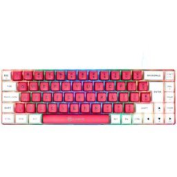 GAMIAC Teclado TKL69G SF, Kailh Red, Blanco/Rosa - Mecánico (ES)