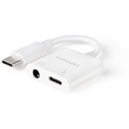 Nanocable Cable Adaptador USB-C a JACK+USB-C/H PD 60W, Blanco