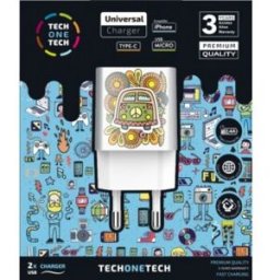Tech One T ECH TEC2503 cargador de dispositivo móvil Smartphone Blanco Corriente alterna Interior