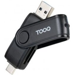 TooQ Lector de Tarjetas USB (USB-C 2.0 + USB A 3.0), SD/TF, Color Negro