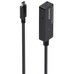 Aisens Cable USB 3.2 Gen1x1 prolongador con Amplificador, USB-C/M-USB-C/H, Negro, 5.0m