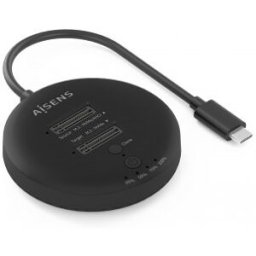 Aisens Estacion De Docking De Doble Bahia NVME a USB 3.2 Gen2x2, Clone, Negro