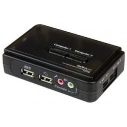 Startech.C Conmutador KVM de 2 puertos con todo incluido - USB - Audio y Vídeo VGA - 2 Ordenador(es) - 2048 x 1