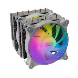 Mars Gaming MCPU-XT Blanco Disipador CPU Doble Torre Refrigeración 6 Heatpipes HCT TDP 300W 2 Ventil