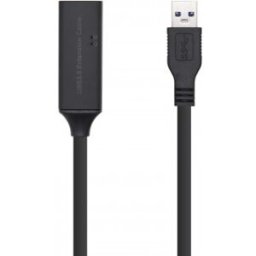 Aisens Cable USB 3.0 Prolongador con amplificador y alim., Tipo A/M-A/H, Negro, 10m