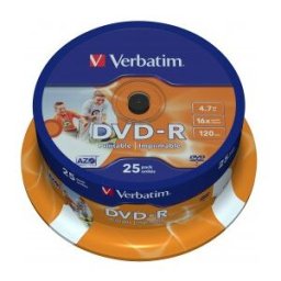 Verbatim - 25 x DVD-R 4.7 GB 16x - superficie imprimible ancha en calidad fotográfica - eje - soport