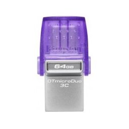 Kingston Technology DataTraveler microDuo 3C 64GB - USB Type-A / USB Type-C - Púrpura, Acero inoxida