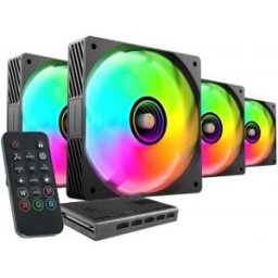 Mars Gaming MFSI4KIT - Kit 4 Ventiladores 120mm ARGB Infinity Mirror - con Hub y Mando - Negro