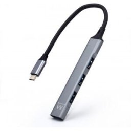 Ewent EW1145 hub de interfaz USB 3.2 Gen 1 (3.1 Gen 1) Type-C 5000 Mbit/s Gris, Plata