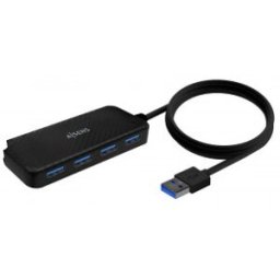 Aisens Hub USB 3.0, Tipo A/M-4x Tipo A/H, Negro, 60cm