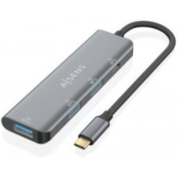 Aisens Hub USB 3.2 Gen1 5G USB-C, USB-C/M-1xUSB-C/H-3xUSB-A/H, Gris, 15 cm