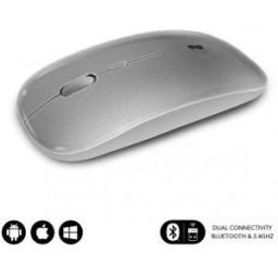 Subblim Ratón Óptico Inalámbrico 2.4G y Bluetooth Dual Flat Mouse Recargable Plateado