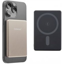 Intenso MW5000 Batería Externa Magnética 5000 mAh – Compatible con MagSafe, Carga Inalámbrica 15W, U