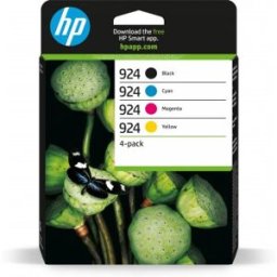 HP Paquete de 4 Cartuchos de Tinta Original 924 CMYK Original Negro, Cian, Magenta, Amarillo