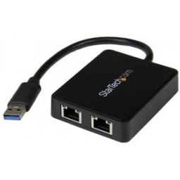 StarTech.com Adaptador Tarjeta de Red NIC Externa USB 3.0 2 Puertos Gigabit Ethernet RJ45 y Puerto U