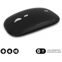 Subblim Ratón Óptico Inalámbrico 2.4G y Bluetooth Dual Flat Mouse Recargable Negro