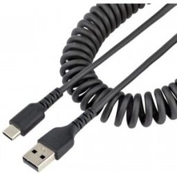 StarTech.com Cable de 1m de Carga USB A a USB C, Cable USB Tipo C Rizado de Carga Rápida- able USB 2