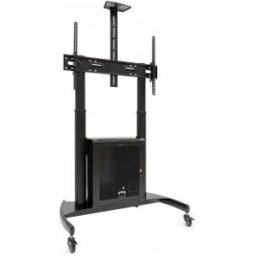 TooQ “NARNIA” Soporte de Suelo con Armario Multiusos + Accesorios Rack para Pantallas 60"- 100", Neg