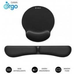 Subblim Pack Alfombrilla de Ratón Ergonómica + Reposamuñecas Teclado – Espuma elástica, Superficie M