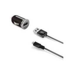 Celly CCUSBMICRO, Auto, Smartphone, Tableta, Encendedor de cigarrillos, Negro, Plata, 2400 mA, Micro