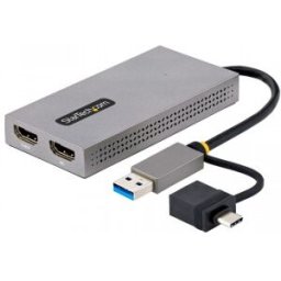 StarTech.com Adaptador de USB a HDMI Doble, USB A/C a 2 Pantallas HDMI (1x 4K30Hz, 1x 1080p), Dongle